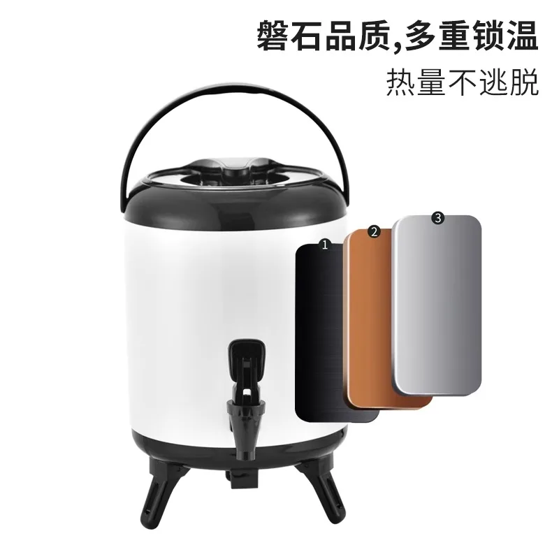 Milk tea bucket stainless steel large-capacity soy milk bucket hot and cold double-layer thermal insulation ice tea