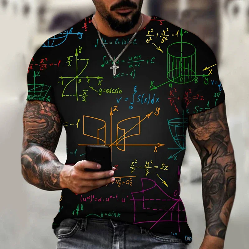 

Novelty oversized street T-shirt mathematical formula 3D printing T-shirt trendy men short-sleeved T-shirt hip-hop Harajuku top