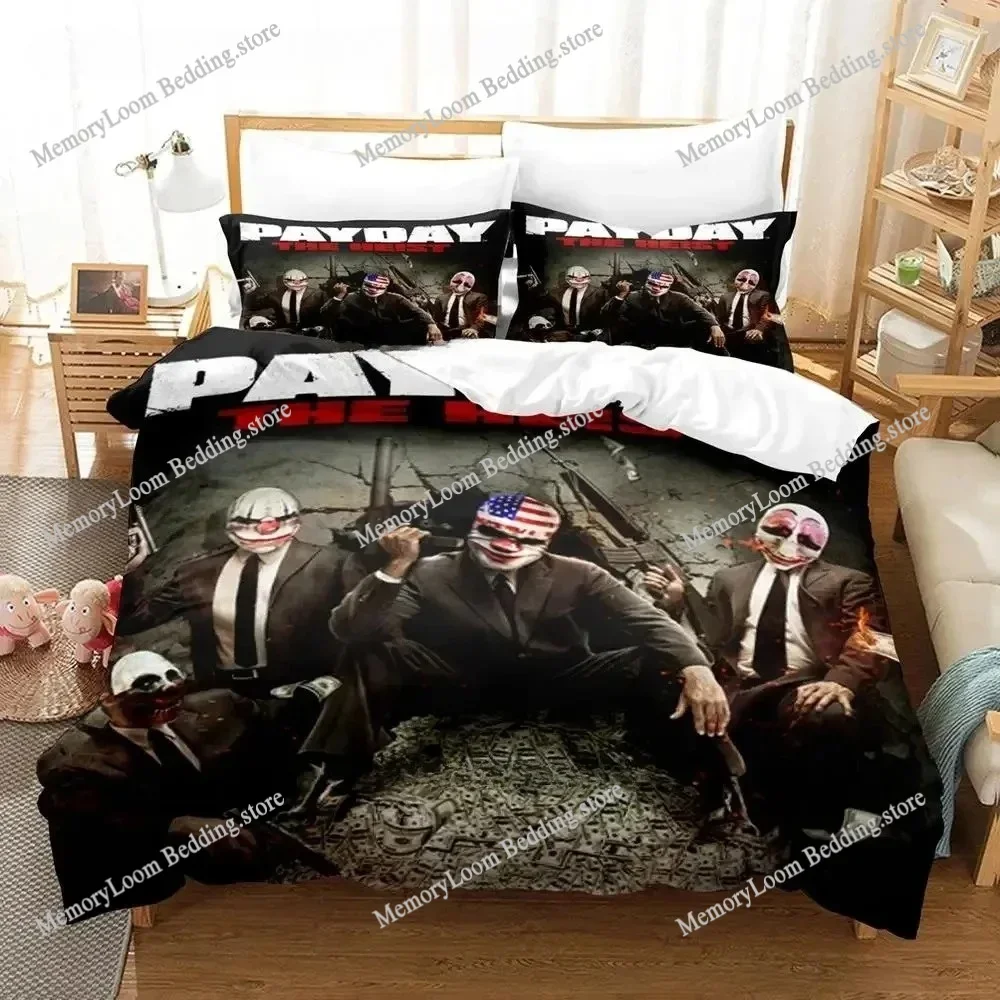 Game Payday Bedding Set Single Twin Full Queen King Size Bed Set Adult Boys Bedroom Duvetcover Sets Hip Hop Clown Anime Bed