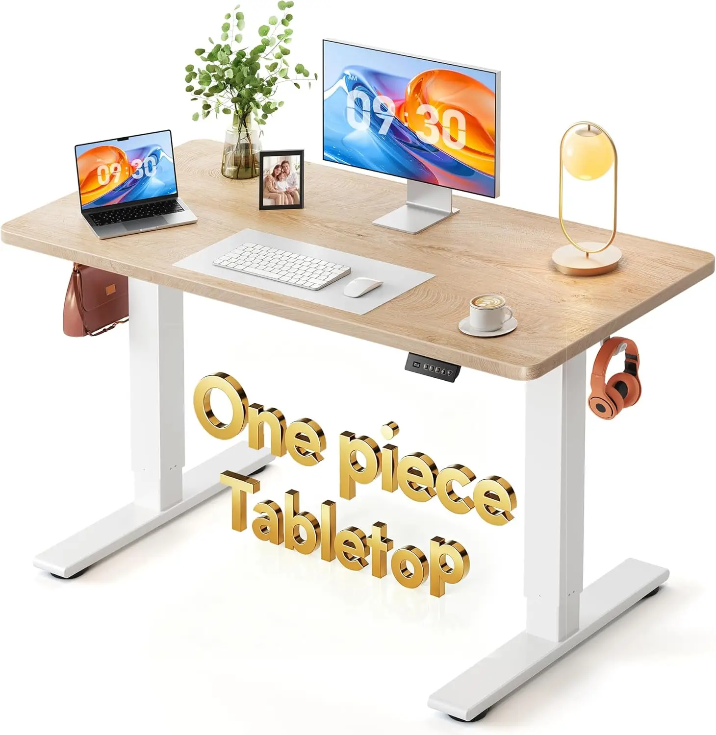 

48x24 Seamless Electric Standing Desk, Height Adjustable for Home Office, Maple