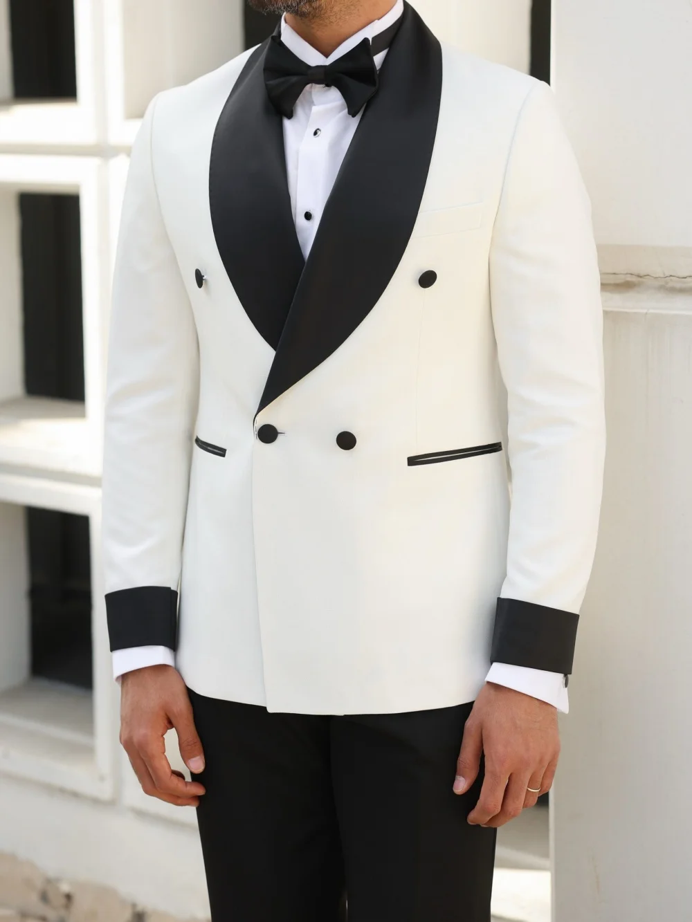 Classic Double Breasted Men Suit Set 2PCS 2025 Fashion Shawl Lapel Men Suit For Best Man Formal Colorblock Suit Trajes For Hombr - Image 2