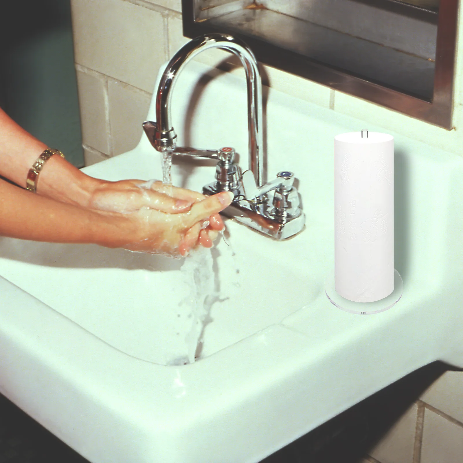 

Home Roll Tissue Paper Stand Transparent Acrylic Tabletop Paper Towel Holder Kitchen Countertop Organizer Storage Rack