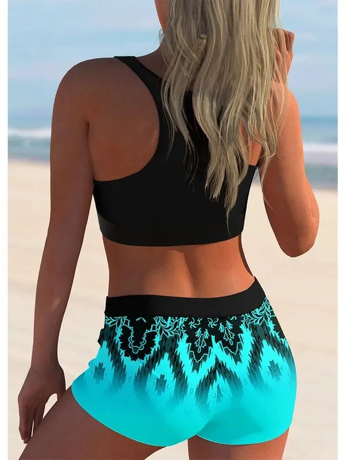 

Low Waist 3D Sexy Women's Tankini Bikini Set Print Swimwear ort Pants HanMao Fabric Ladies' Spring Faion Clothing