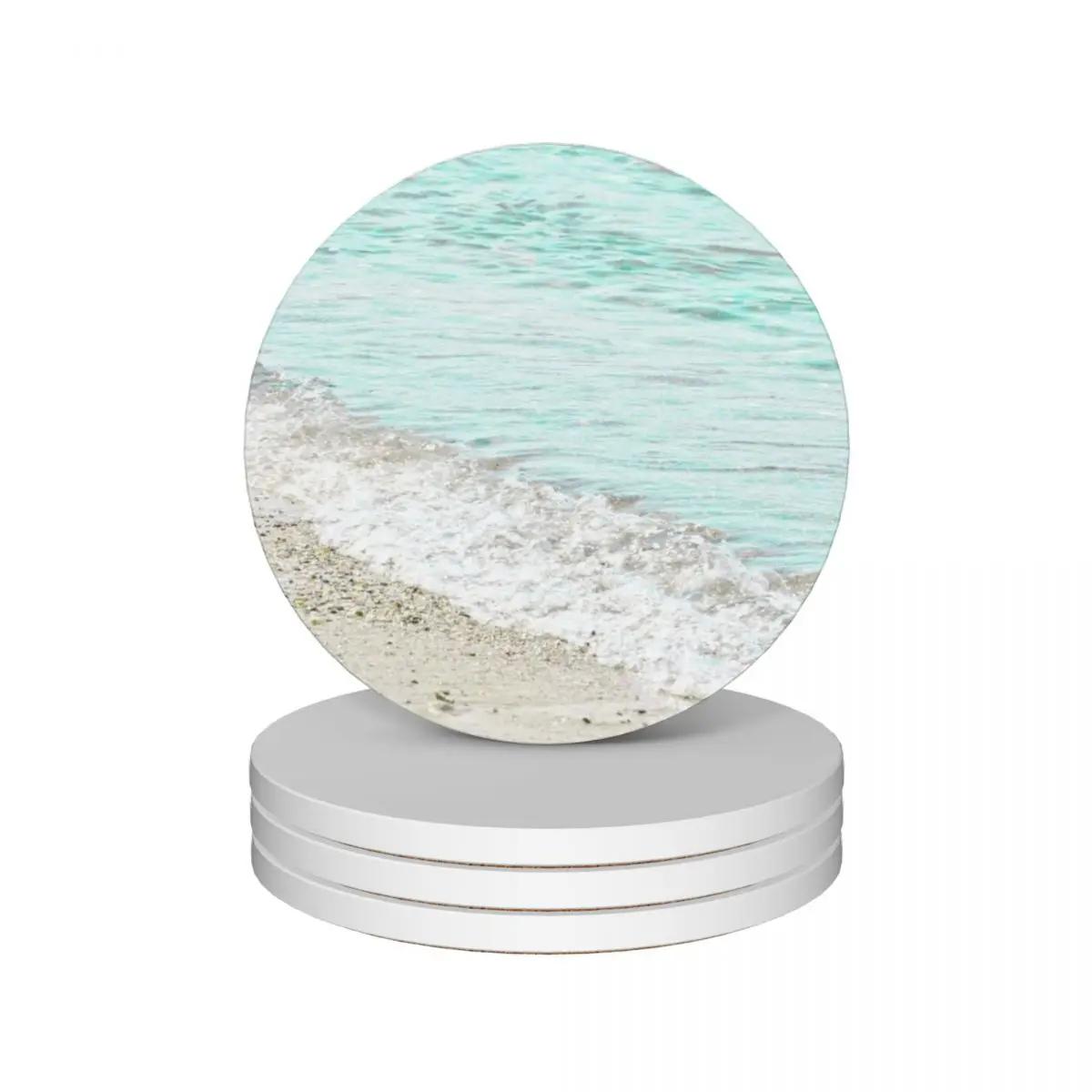 

Ocean Waves Foam Beach Sand Aqua Vacation Ceramic Coasters (Set of 4) set for drinks anti slip for table Coasters