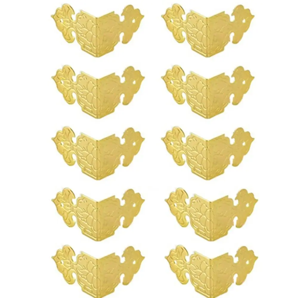 

10Pcs Golden Table Desk Wine Case Decorative Corner Protector Furniture Fittings Wooden Box Feet Corner Bracket