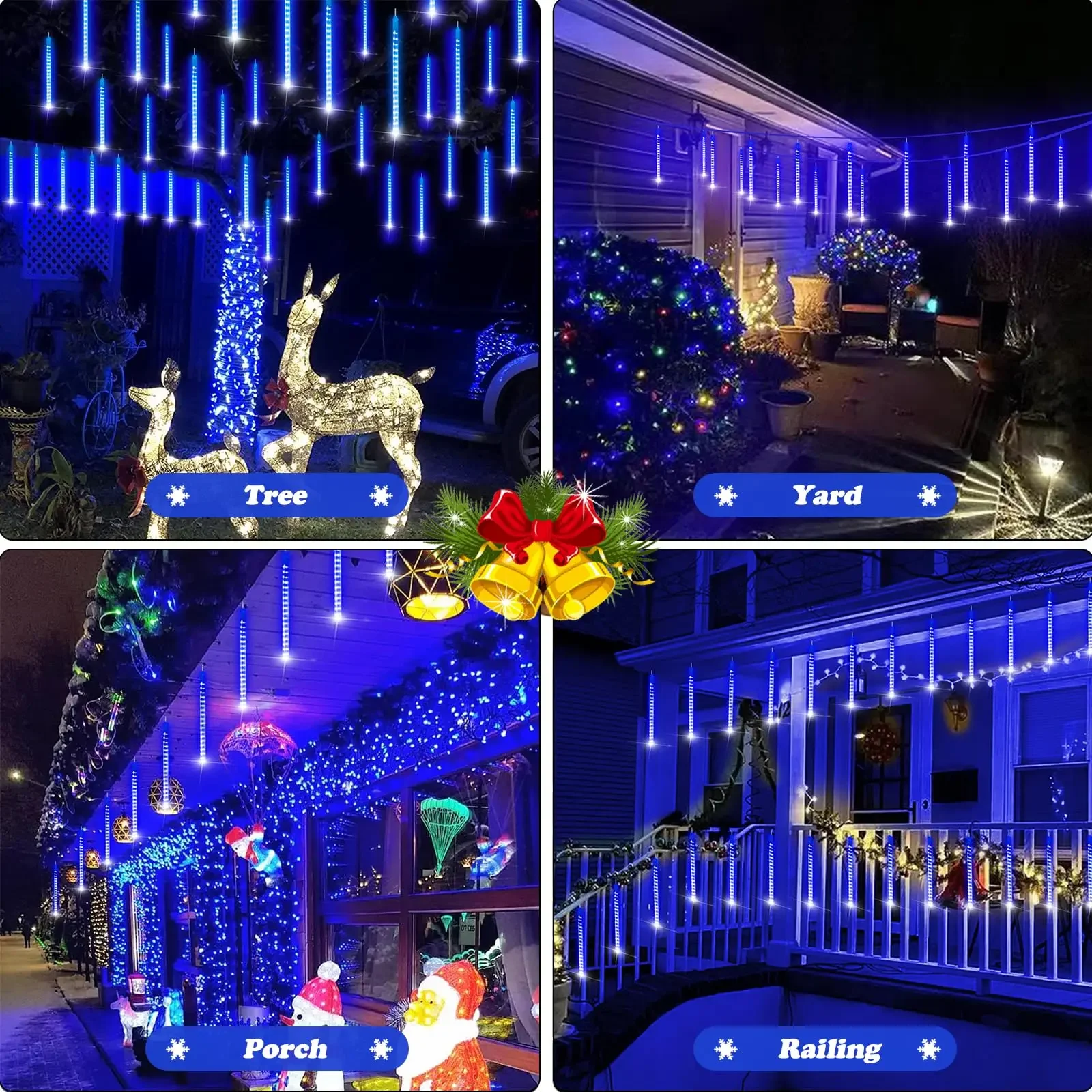 Imagem -04 - Luzes Solares de Meteoro do Natal Decor de Natal Telhado ao ar Livre Tubos 192 Led 30cm