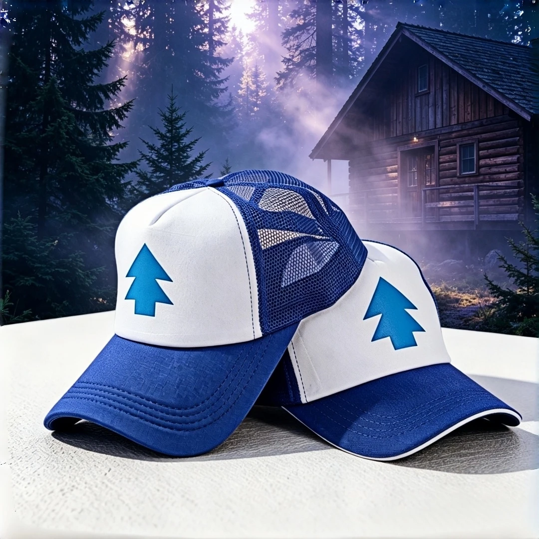 Diperspine Tree Truck Cap Forest Tree Print Mesh Cap Role-Playing Accessory Adjustable Velcro Baseball Cap Suitable for Teenager