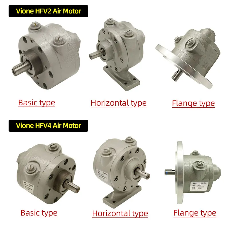 공기 작동 모터 베인 HFV2 HFV4 공압 모터, 기어 소형 및 대형 마력 로터리 베인 에어 모터 