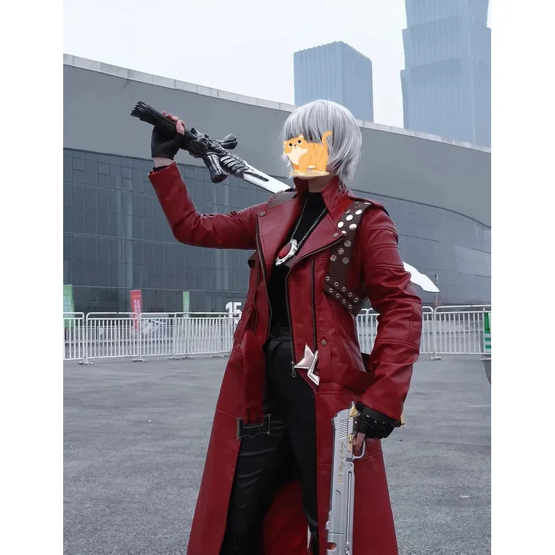 Halloween Dante Cosplay Costume Red Leather Trench Coat Pants Outfit Full Set and Individual Items Are Sold Man Suit Custom Made