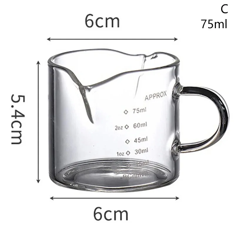 1/2pcs Espresso Cups 4oz Espresso Shot Glass Double Spout Measuring Cup Clear Scale Wine Milk Coffee Measure Jug Home Bar Tools - view 3