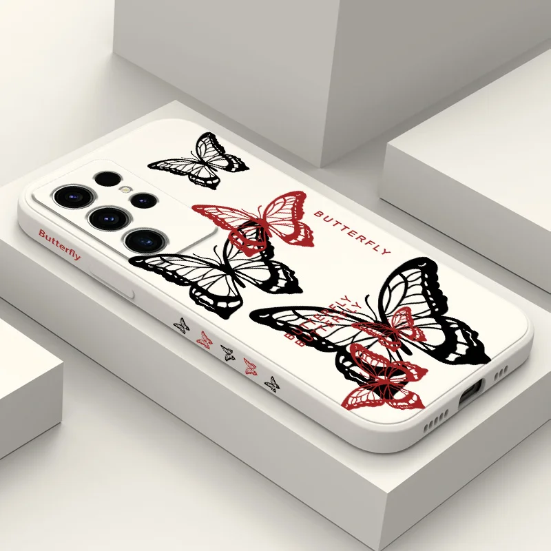 

Maroon Butterfly Phone Case For Samsung Galaxy S25 S24 S23 S22 S21 S20 S10 S10E Ultra Plus FE Note 20 Ultra Plus Cover