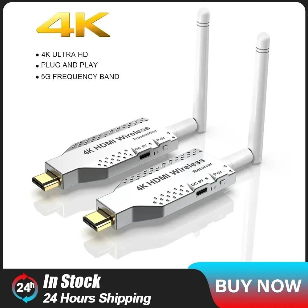 Bezprzewodowy adapter HDMI do transmisji wideo 1080p 4K, nadajnik i odbiornik do kamery, laptopa, komputera, telewizora, projektora, zasięg 50m 100m 150m