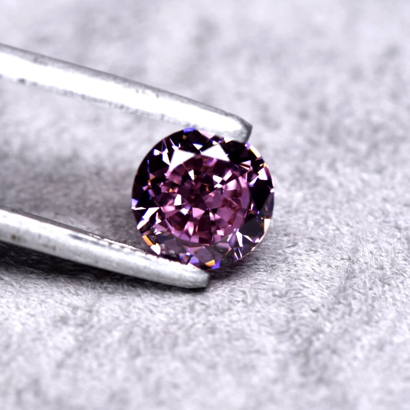 Synthetischer Edelstein Top Crushed Ice Cut Kubischer Zirkonia Runde Form Rosa Farbe 4K Schliff 5A+ Qualität für Schmuckherstellung – Detail 5