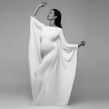 Damska ciążowa sesja zdjęciowa na co dzień suknia elegancka rękaw w kształcie skrzydła nietoperza imprezowa, koktajlowa ciążowa Bodycon Maxi długie suknie wieczorowe syrenki