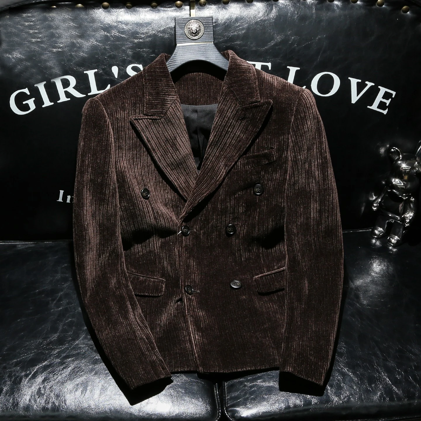 سترة بدلة سميكة من الشنيل للخريف والشتاء للرجال، نمط كوري عصري، ناضج ومتعدد الاستخدامات، سترة بدلة ثنية للتنقل #3