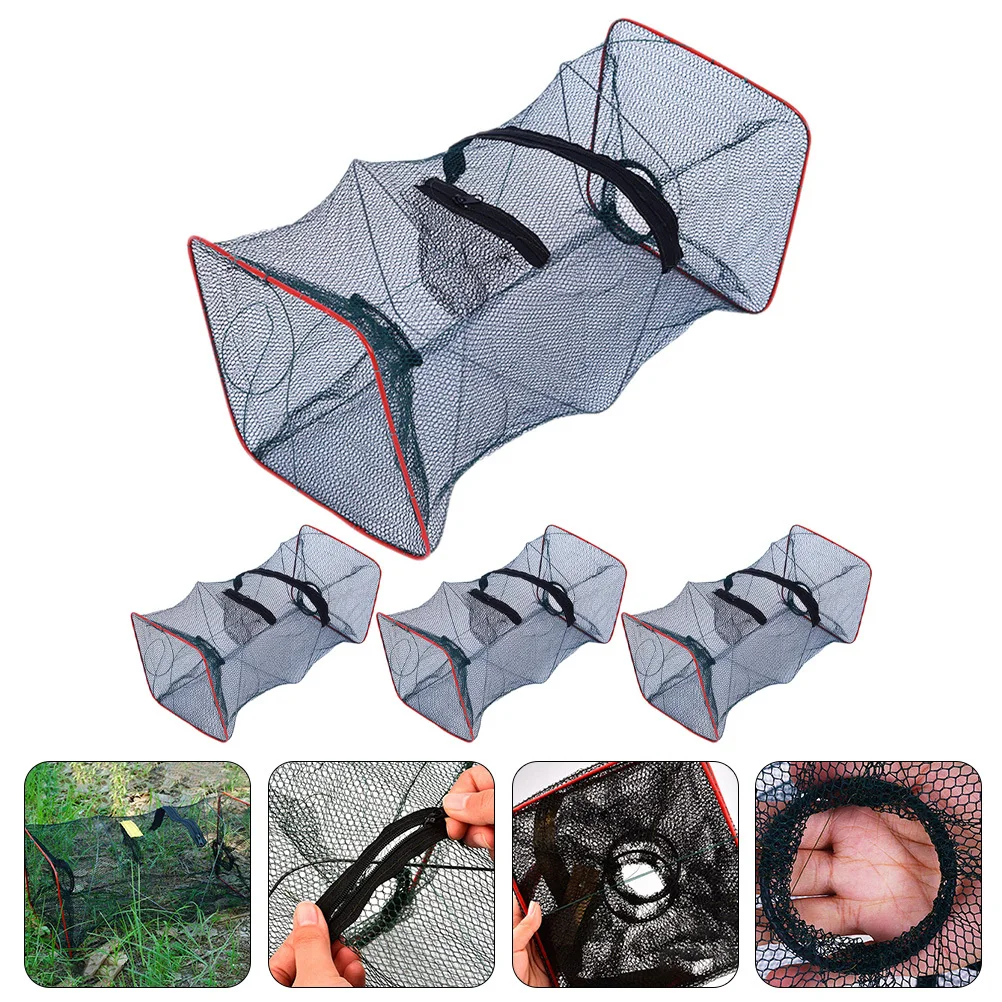 

4Pcs Professional Fishing Net Collapsible Crawfish Trap Durable Shrimp Lobster Mesh Easy Storage Crawfish Trap