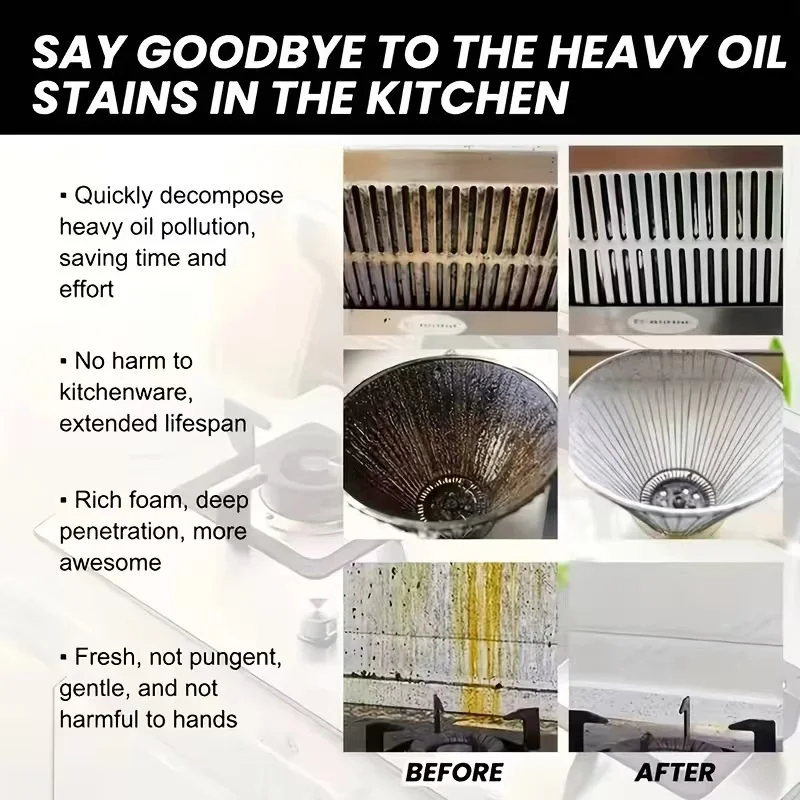 QIFENGHE 100ml Heavy Oil Eliminator Spray, Kitchen Degreaser for Exhaust Fans & Stoves, Dissolves Stubborn Grease