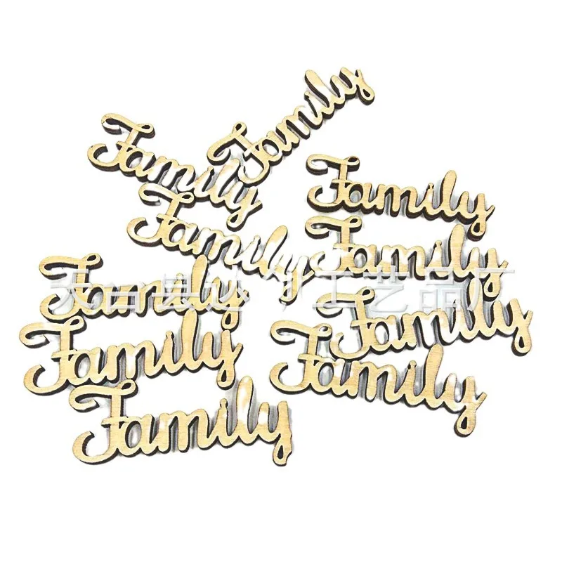 ファミリーホームパーティーアルファベット手作り装飾ウッドチップ、ナチュラルDIYクラフトウッド10個パック