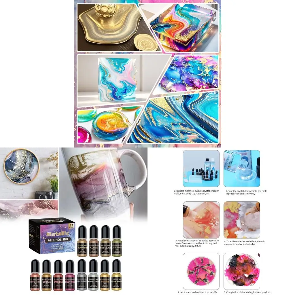 12 Color Metallic Alcohols For Resin Dish And Tumbler Making
