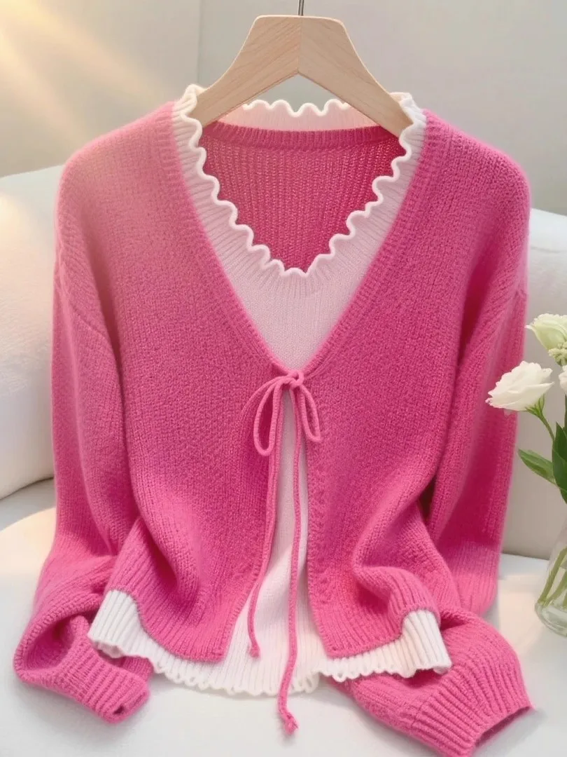 

Large Size Knitted Long Sve Women's Top with Wooden Design Faionable Slimming Autumn New Sle Luxury Quali Open ...