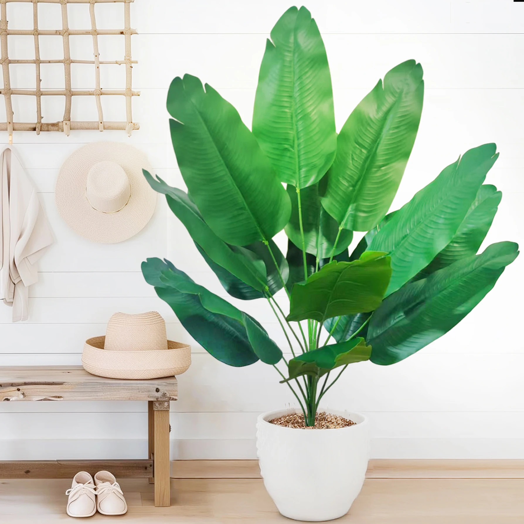65–125 cm/47,2 Zoll große tropische Palme, gefälschte Bananenpflanzenblätter, fühlt sich echt an, Strelitzia Reginae-Kunststoffpflanze für den Hausgarten – Detail 32