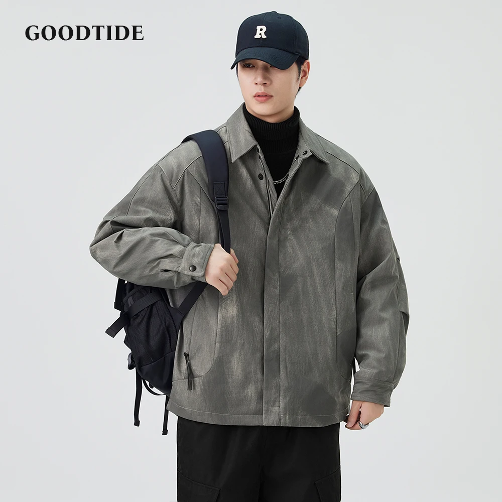 

Fashion Men's Casual Button Up Jacket 2025 Winter New Lapel Collar Textured Pattern Loose Fit Design Men Down Jacket Top