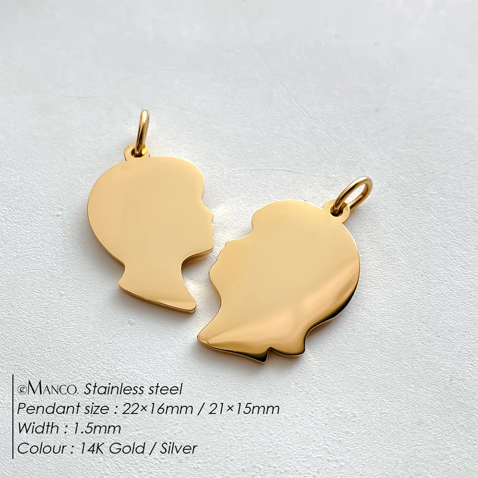 EMANCO Stainless Steel Girl's Headshot DIY Charm Pendant Geometry Jewelry Findings Necklace Making 48-Hour Shipping