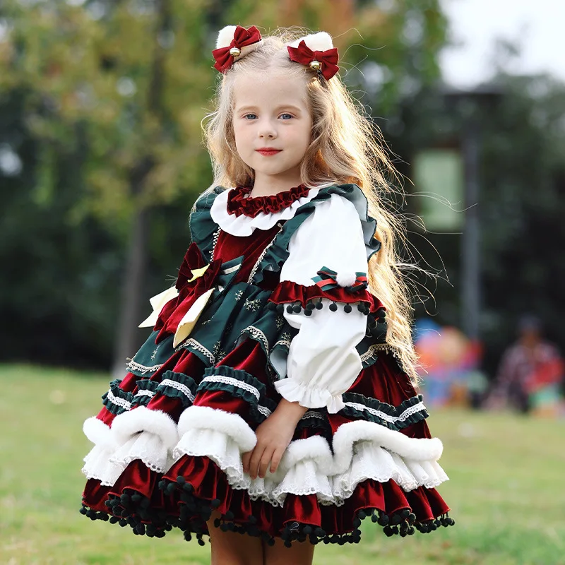 Christmas Dress Girls Baby Cute Lolita Style Birthday Party Dress Bridesmaid Wedding Dresses Princess Vestidos Costume for Girl