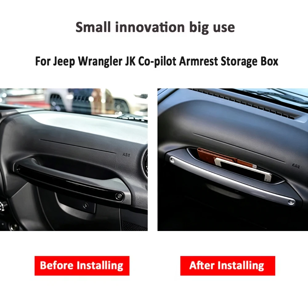Car Copilot Box Handle Stowing Tray For Jeep Wrangler JK 2011 - 2018 Passenger Seat Handle Holder Interior Accessories