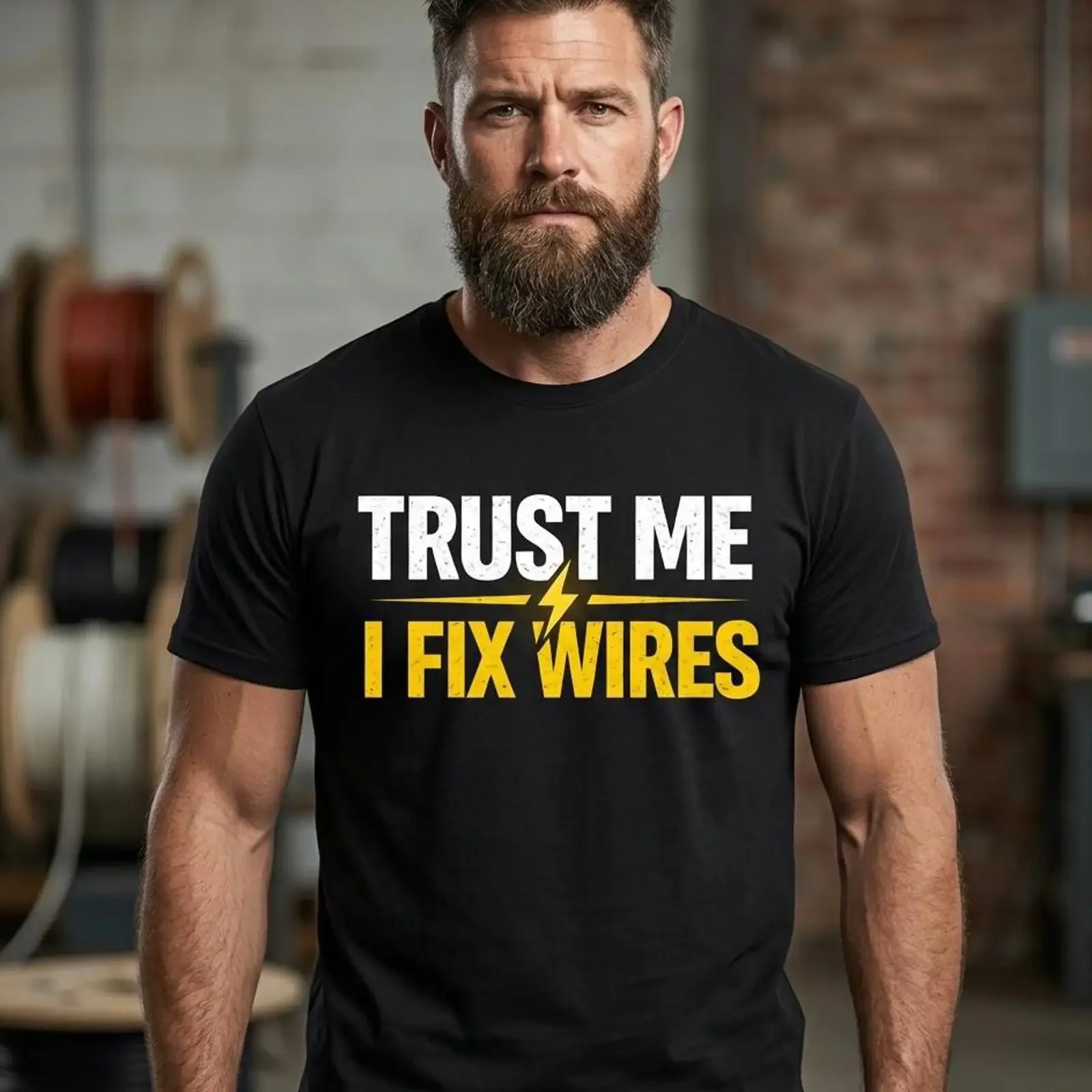 Trust Me I Fix Wires T Shirt Electrician Lightning Bolt Design vintage Washed Versatile Soft streetwear Unisex Casual