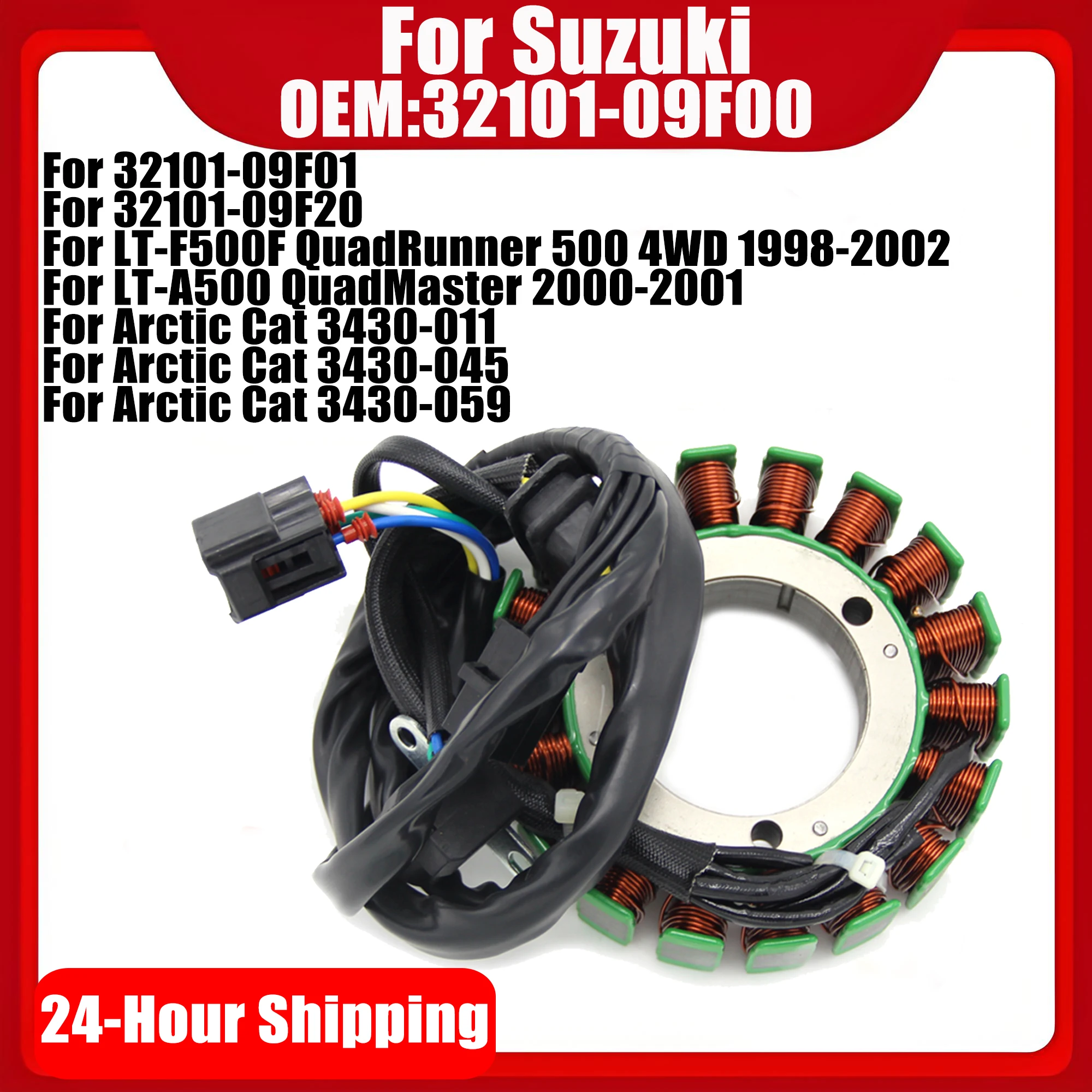 Stator Coil For Suzuki LT-F500F QuadRunner 500 4WD 1998-2002 LT-A500 QuadMaster 2000 2001 32101-09F00 32101-09F01 32101-09F20