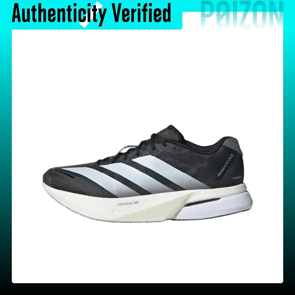 Adidas Adizero Boston 13 PU, Textile Slip-Resistant, Abrasion-Resistant, Rebound Low-top Running Shoes Men's Black JS4938