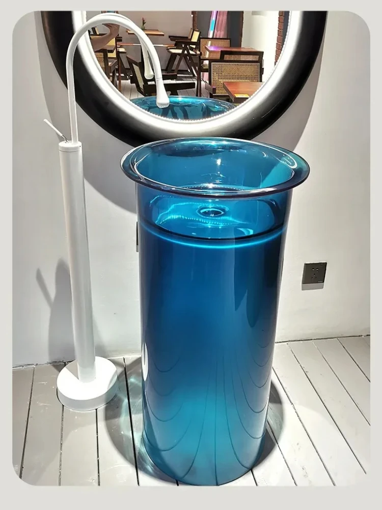 A Integrated round wash basin, bathroom, hand wash face column basin, outdoor balcony resin