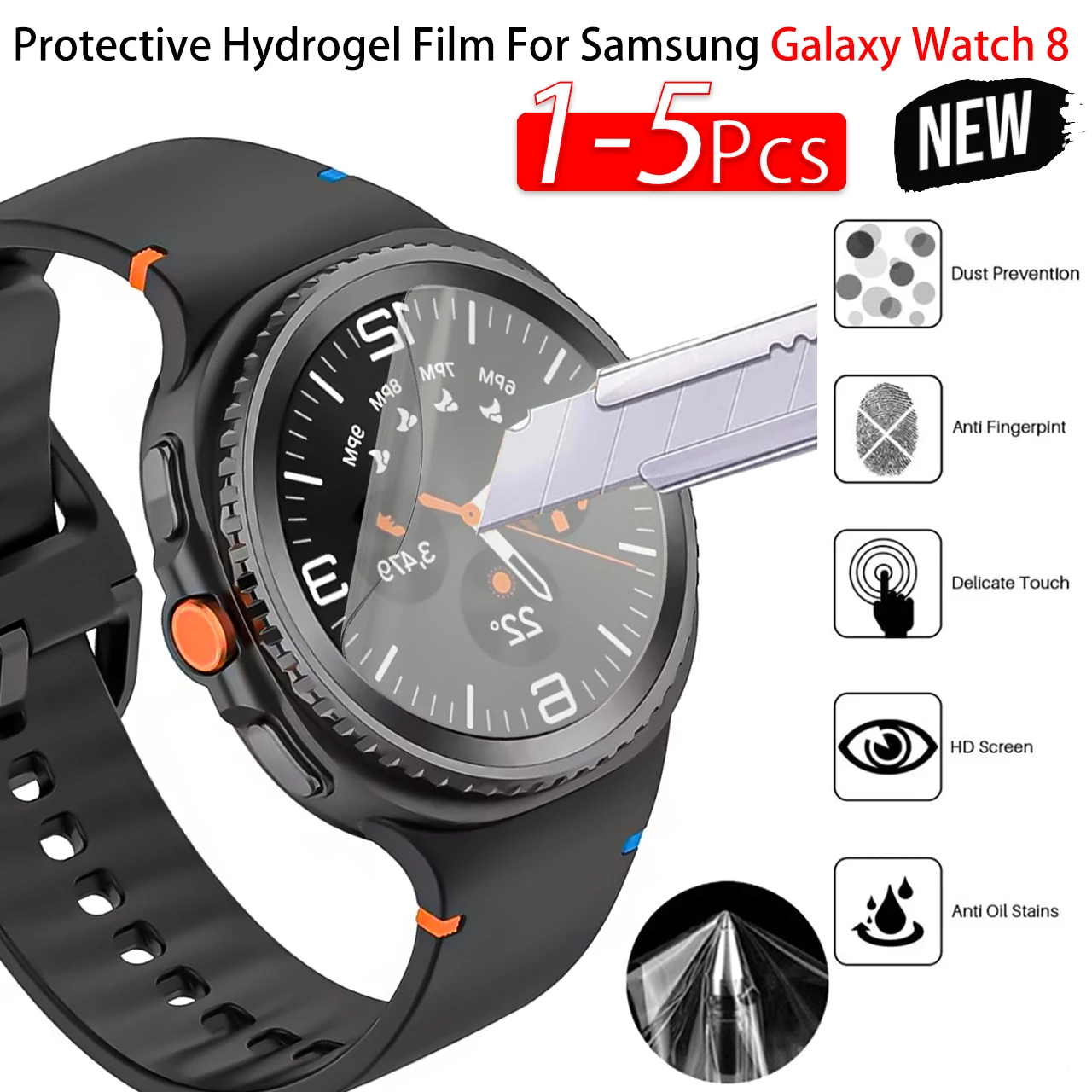 

1-5Pcs Hydrogel Film For Samsung Galaxy Watch 8 Classic 8 40mm 44mm Protective Film Protector For Galaxy Watch 8 Classic 46mm