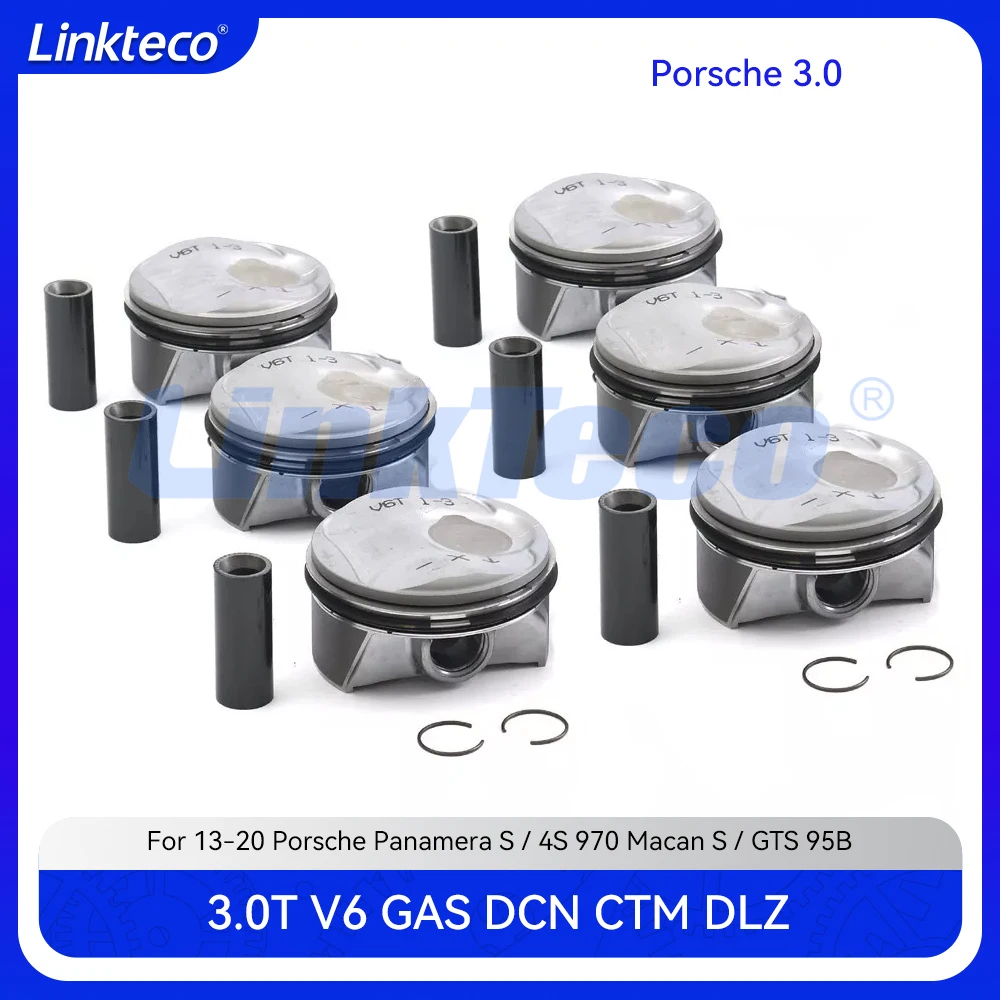 Engine Piston & Piston Ring set Fit 3.0 T L V6 GAS DCN CTM DLZ For 13-20 Porsche Panamera S/4S 970 Macan S/GTS 95B 3.0T 3.0L