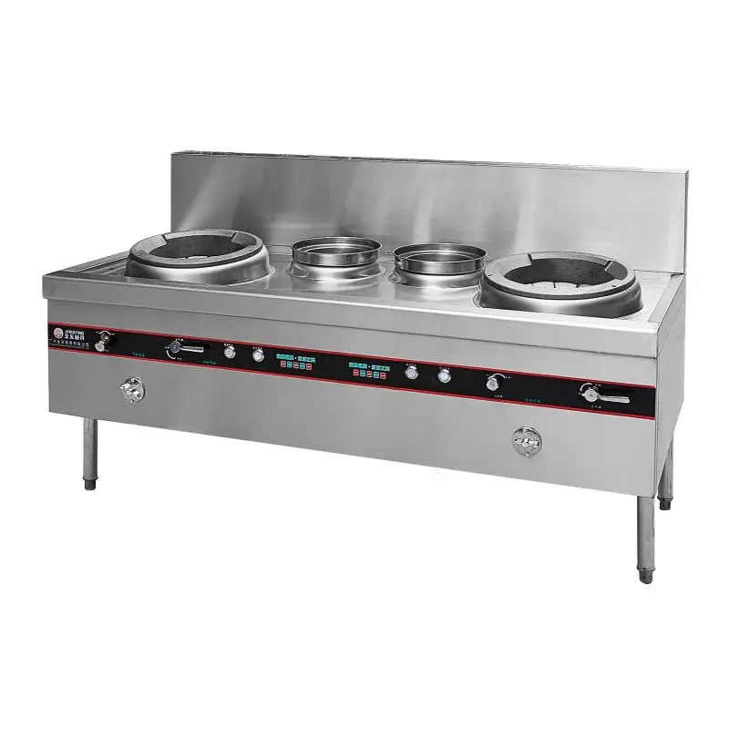 

Commercial Kitchen 2-Burner Electric Induction Cooktop Stainless Steel Chinese Wok Burner Portable Gas Restaurant Use