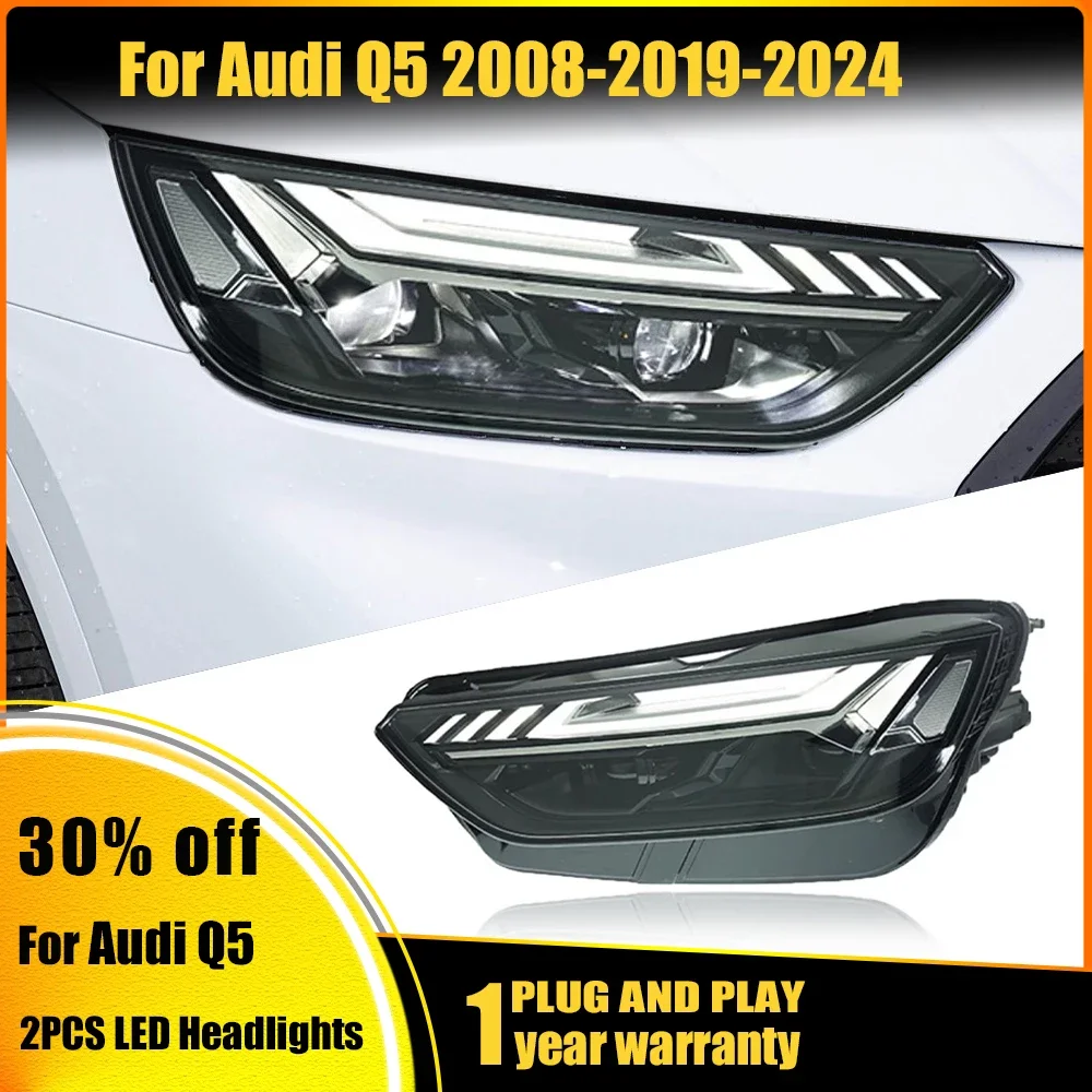 For Audi Q5 2008-2019-2024 upgrade LED headlamp Laser Lenses Lamp Head Front Light Daytime Running Lights Taillights Accessories