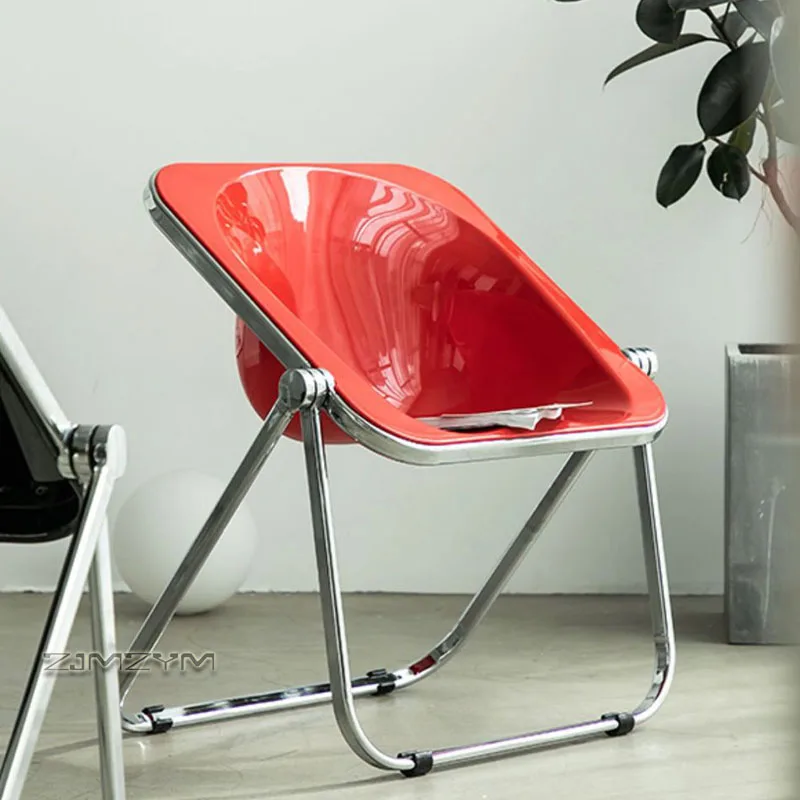 Folding Chair Space Age Acrylic Accent Chair Retro Mid Century Modern Foldable Lounge Chair for Living Room Cafe Photo Studio