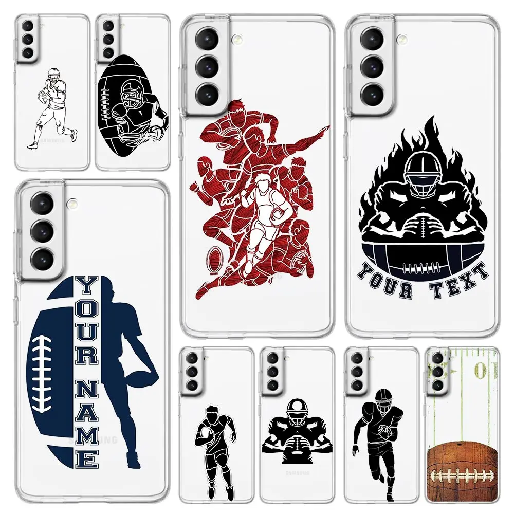 Rugby Ball Clear Phone Case For Samsung Galaxy S24 Plus S23 FE S22 S21 S20 Ultra 5G S10 S10E S9 S8 Soft Silicone Cover