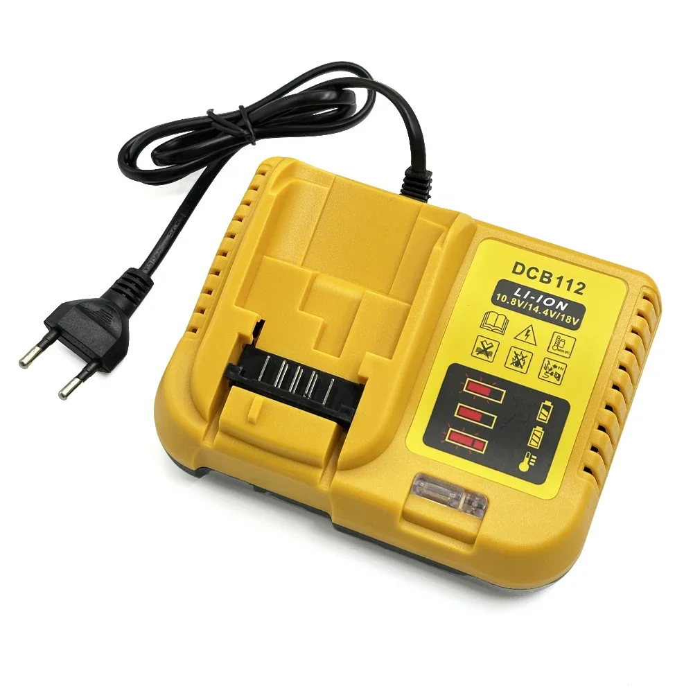 DCB112 Li-ion Battery Charger for DeWALT Power Tools, 10.8V/14.4V/18V Fast Charger, Portable Household Battery Charger EU Plug