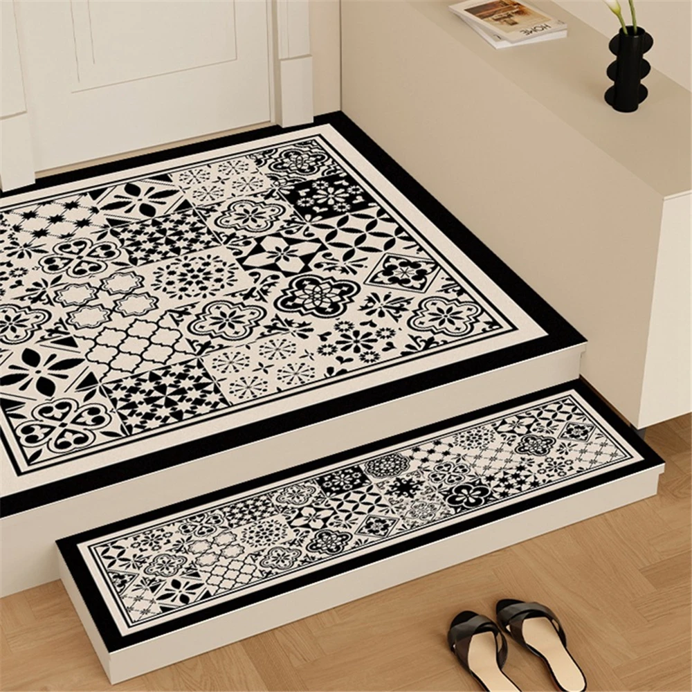 Rubber Luxury Print Stair Tread Mats Anti-slip Rugs Carpets for Home Living Room Decor Floor Stair Steps Protection Cover Pad