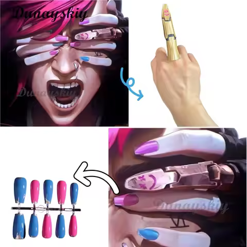 Arcane Jinx Cosplay LoL TV 2 Jinx Cosplay Nails Finger Cosplay Jinx Cosplay Prop Women Halloween Roleplay Props Customized