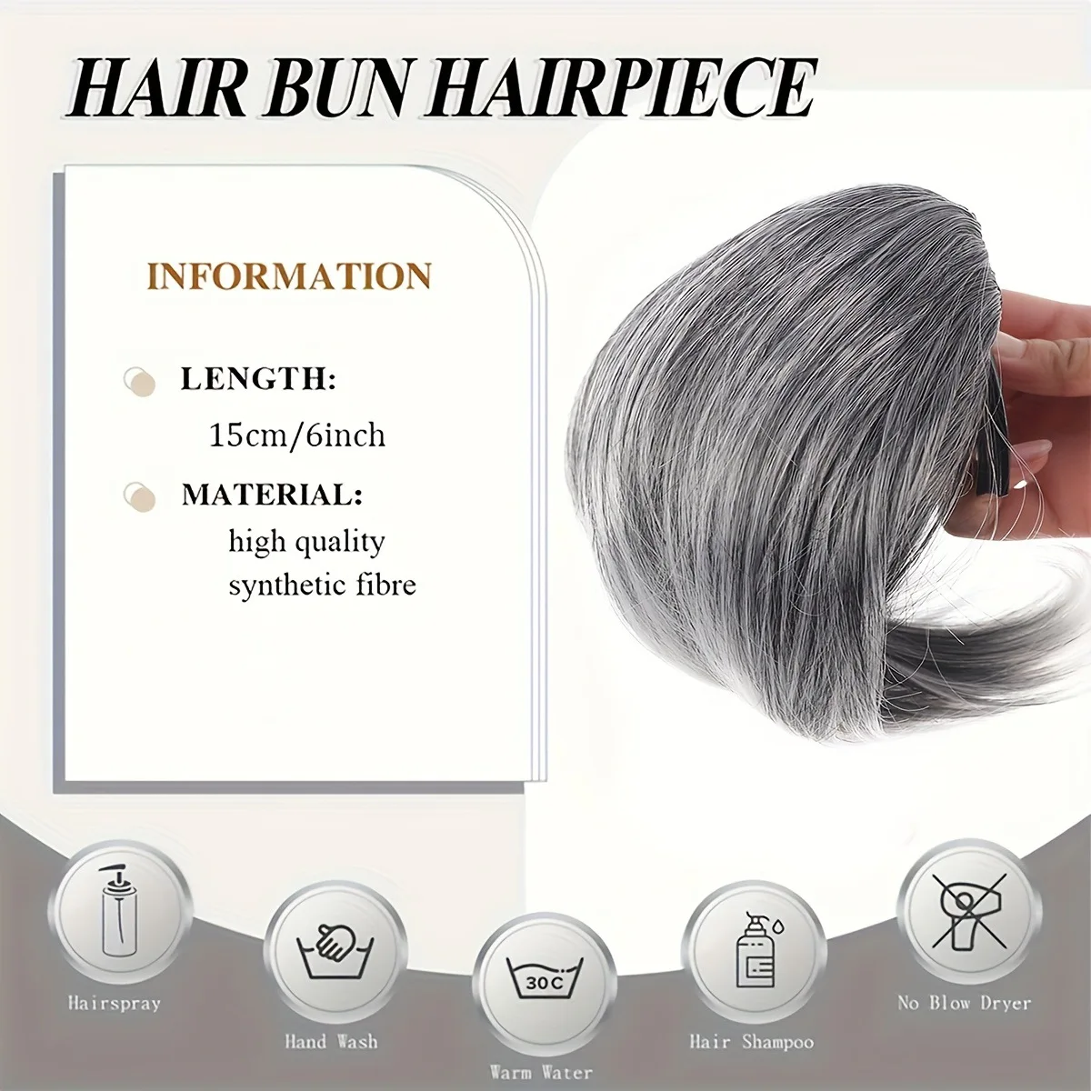 قطعة شعر شينيون مضيئة بمشبك في باروكة شعر صناعية ذات مظهر طبيعي للنساء تصفيفة شعر يومية لحفلات الزفاف #2