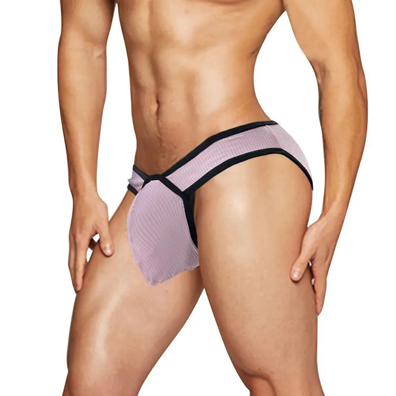 High Fork Sexy Men's Triangle Underwear Cotton Breathable Low Waist Peach Hip  U Pouch Bulge PantiesErotic Lingerie Underpants