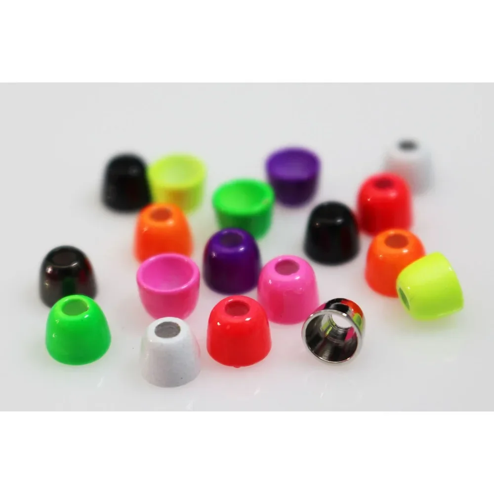 

Tigofly 50 pcs/lot 10 Colors Copper Cone Head Fly Tying Beads Weight Nymph Brass Head Jig Tube Fly Tying Materials