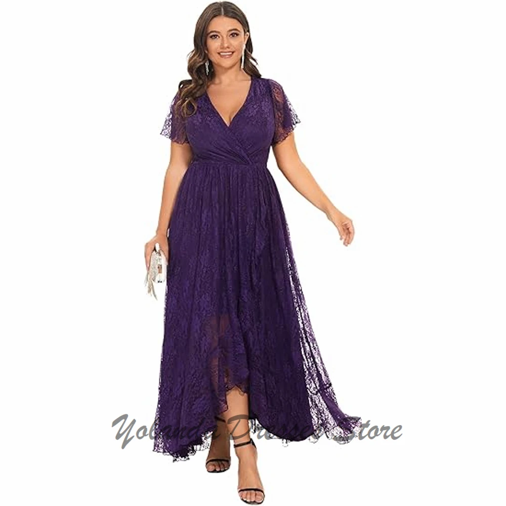 

Customized Deep V Neck Mother of The Bride Dresses Illusion Zipper Back Formal Evening Gown Ankle Length Wedding Guest Dress