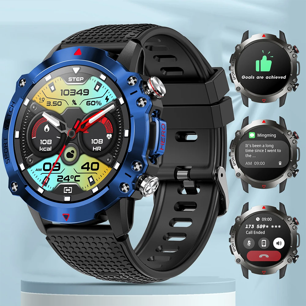 Men Smart Watch 450mAh Outdoor Sport Bluetooth Call IP68 Waterproof Smartwatch For Men IOS Android New Year/Valentine's Day gift