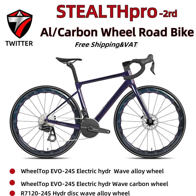 

TWITTER STEALTH pro-2rd Road Bike EVO 24S Wireless Carbon Fiber R7120 Disc Brake Road Bike For Adult bicicleta