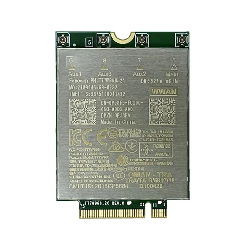 foxconn cartao wwan para dell latitude extremo t77w968 dw5821esim lte cat16 m2 dell latitude 7400 7400 7420 em 5424 5420 01