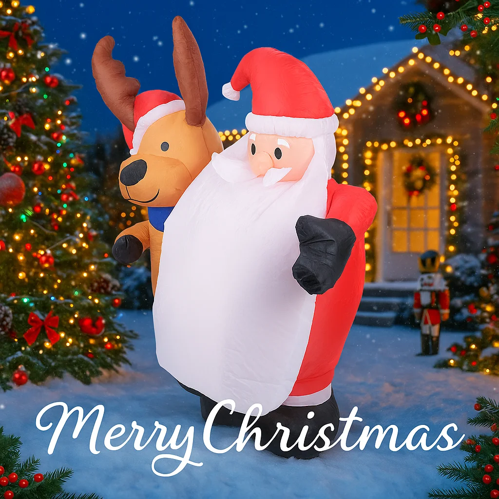 4.92FT Con Luce A LED Gonfiabile Babbo Natale Renna Giocattolo Natale Cortile Prato Forniture Decorazioni Per La Casa Ornamenti Regali di Festa Di Natale